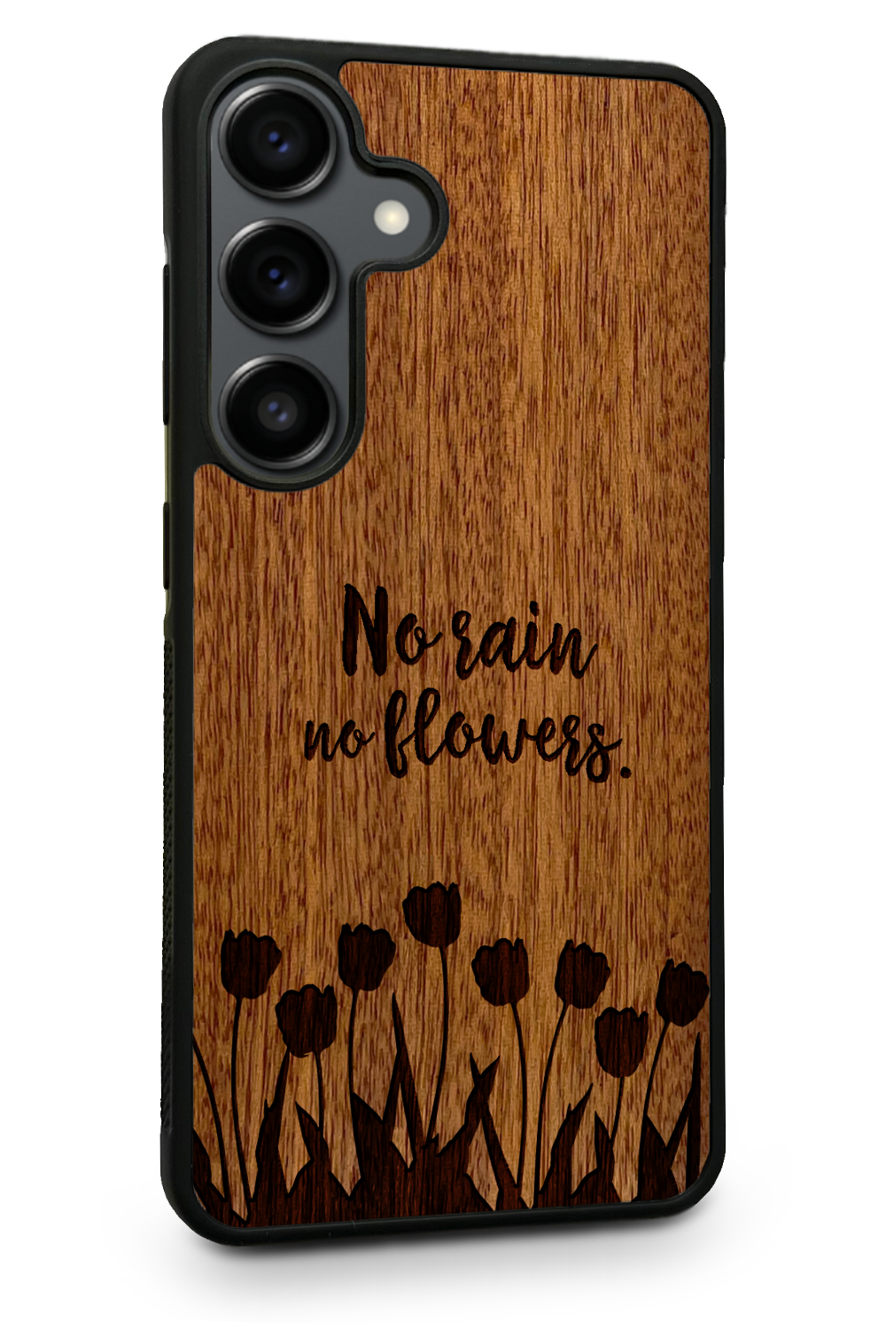 Drevený kryt Samsung - BeeWood NO RAIN NO FLOWERS