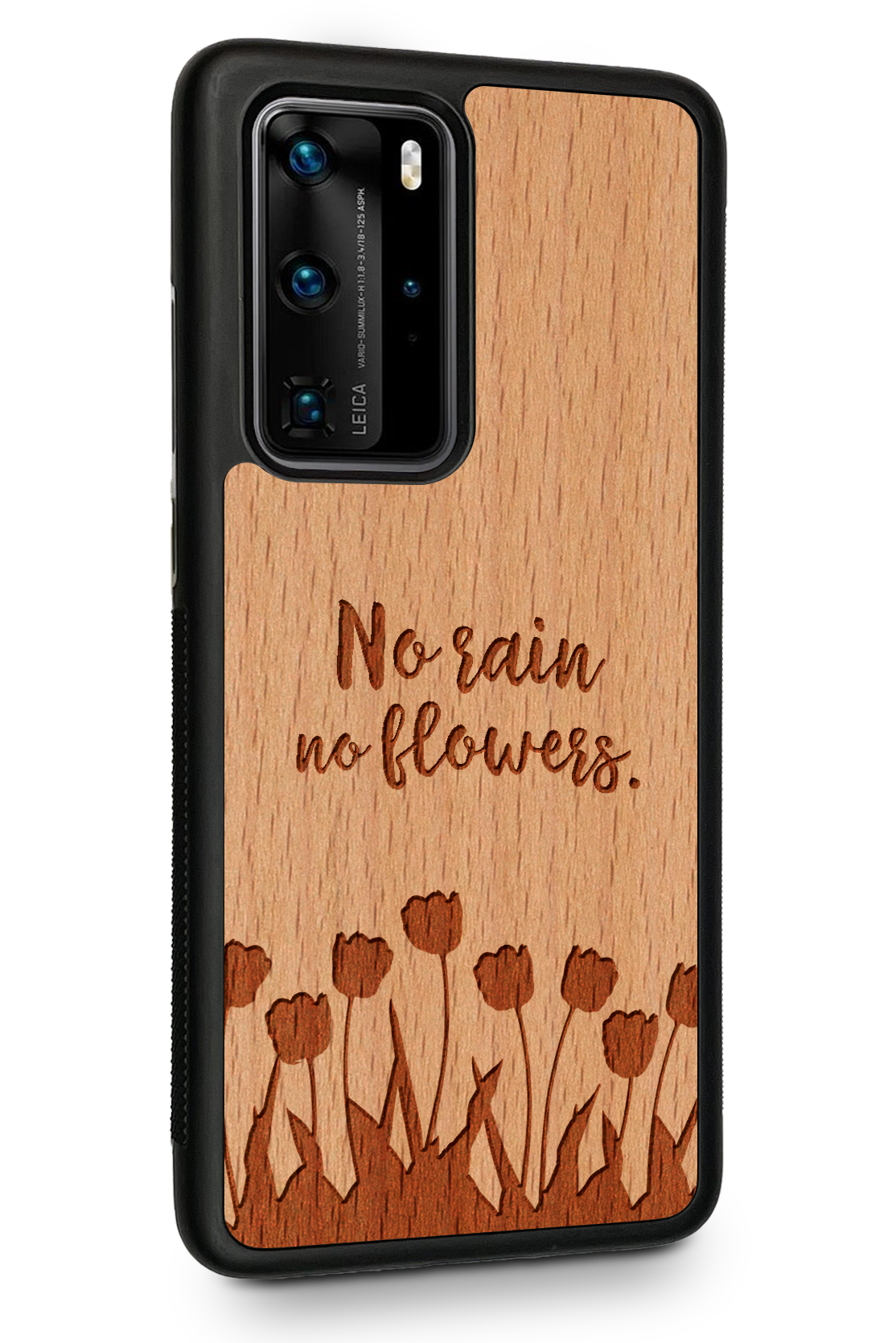 Drevený kryt Huawei - BeeWood NO RAIN NO FLOWERS