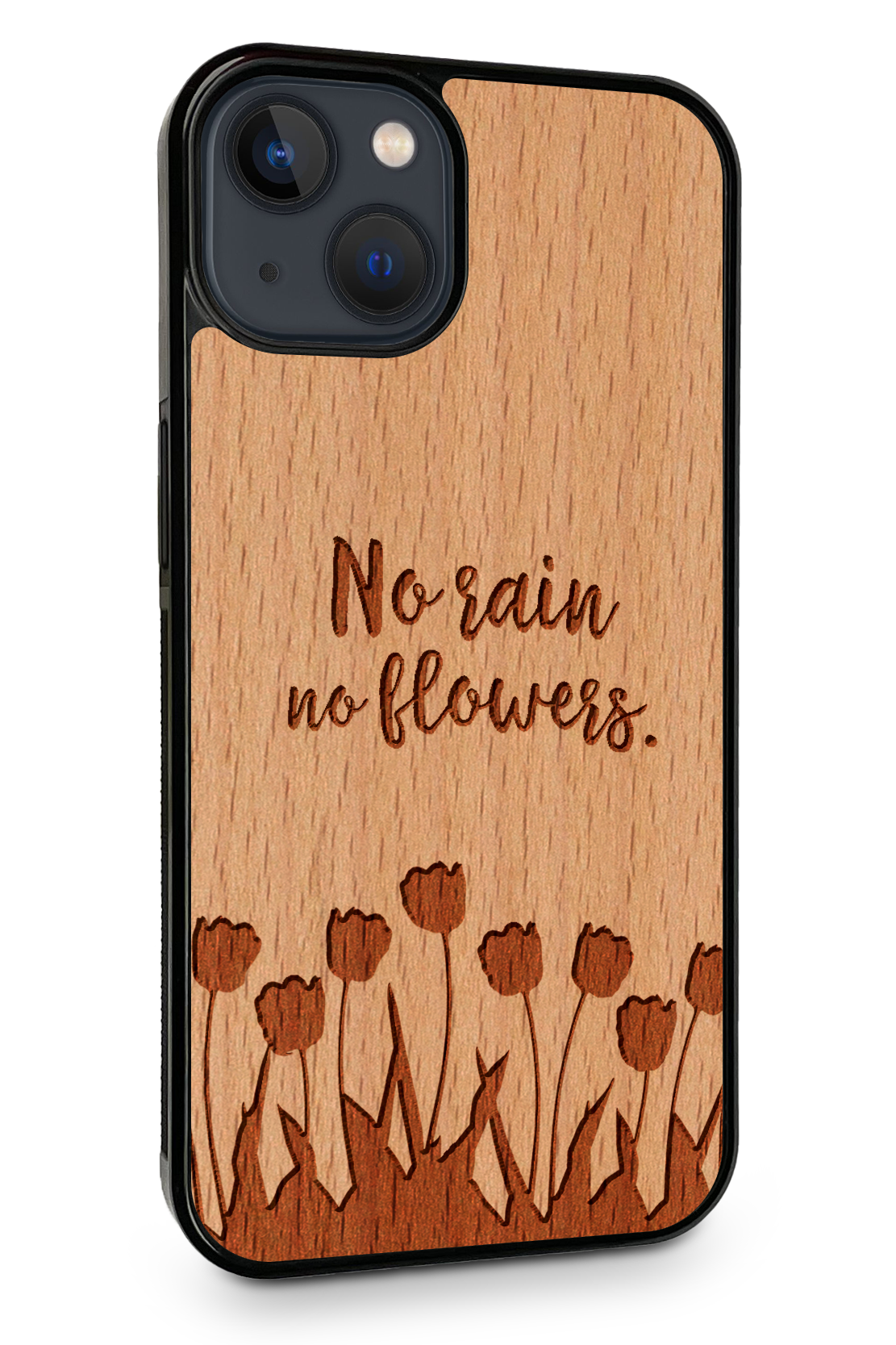 Drevený kryt iPhone - BeeWood NO RAIN NO FLOWERS