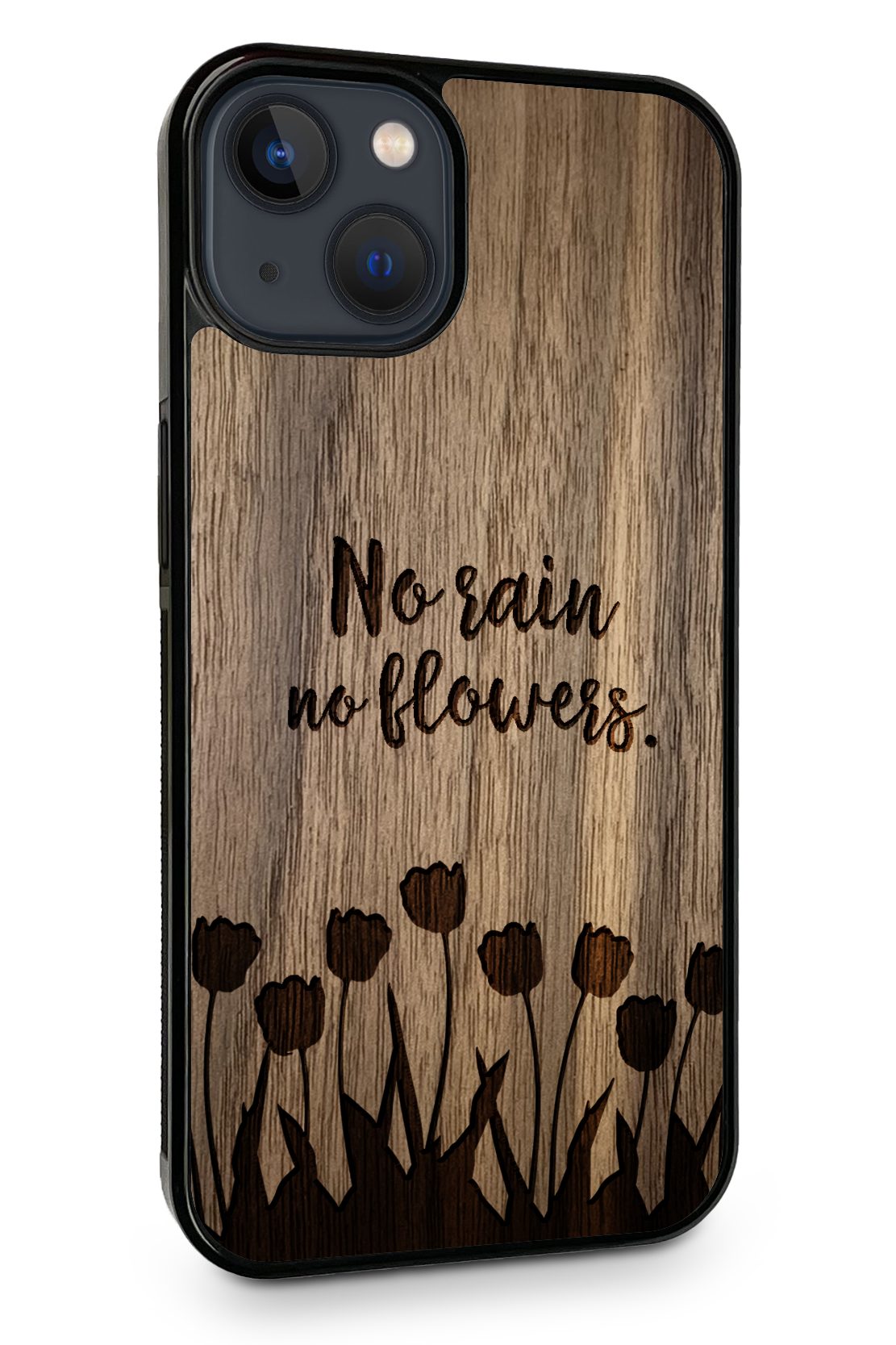 Drevený kryt iPhone - BeeWood NO RAIN NO FLOWERS