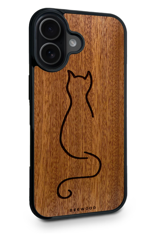 Drevený kryt iPhone - BeeWood MAČKA