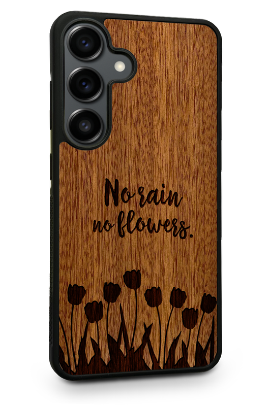 Drevený kryt Samsung - BeeWood NO RAIN NO FLOWERS