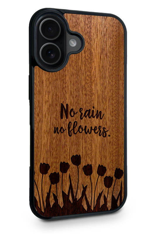 Drevený kryt iPhone - BeeWood NO RAIN NO FLOWERS